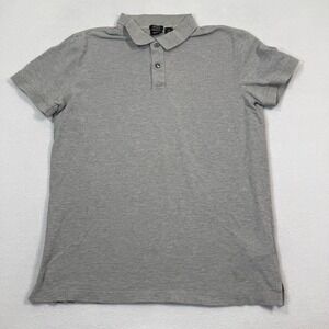 Hugo Boss Polo Shirt Women L‎ Gray Regular Fit Pima Cottton Casual
